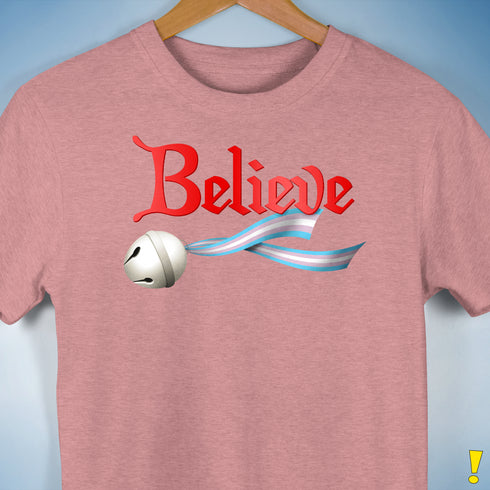 Believe Transgender Pride Jingle Bell Premium Unisex T-Shirt - Mauve Heather